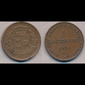 1851, Frederik VII, 1 Sechsling, 1+