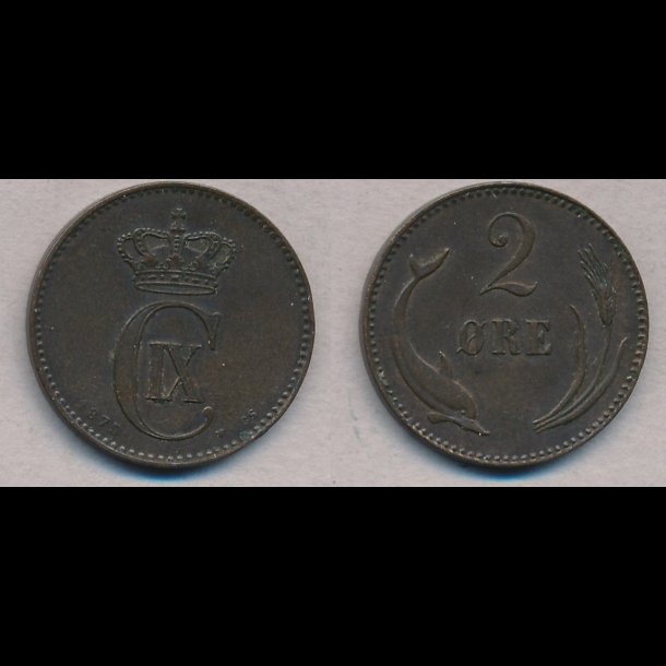 1875, 2 re, 1+, NEDSAT fra 225,-kr,