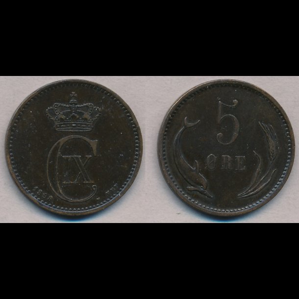1898, Christian IX, 5 re, 1+