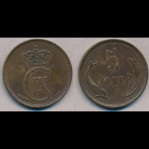1899, 5 re, 1+, NEDSAT fra 350,-kr