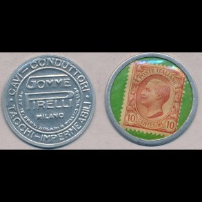 1919-20, Postskillem�nt, Italien, Pirelli, 10 centesimi frim�rke,