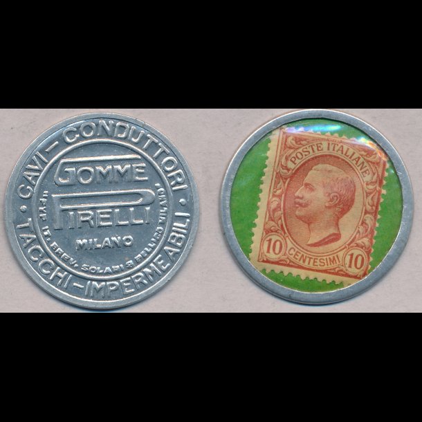 1919-20, Postskillemnt, Italien, Pirelli, 10 centesimi frimrke,