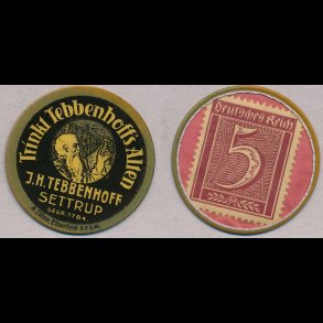 1920-21, Postskillemnt, Tyskland, Trinkt Tebbenhoff's Alten, 5 pf. frimrke,