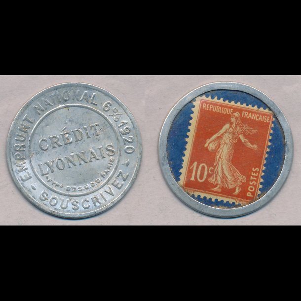 1920-22, Postskillemnt, Frankrig, Credit Lyonnaise, 10 centimer frimrke,