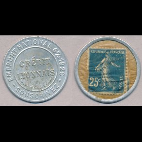 1920-22, Postskillemnt, Frankrig, Credit Lyonnaise, 25 centimer frimrke,