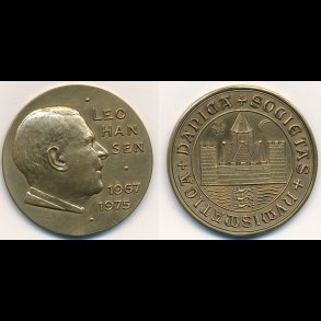 1975, Leo Hansen, formand for Dansk Numismatisk Forening 1967-75, messing
