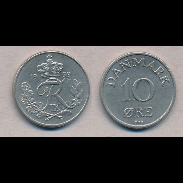 1959, 10 re, 1+, NEDSAT fra 225,-kr, begrnset lager,