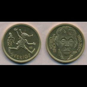 2002, Sverige, 50 kroner, Pippi Langstrmpe, NEDSAT fra 445,-kr