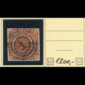 .1 IIIe, Danmark 1854, 4 rigsbank skilling, Thiele III. tryk, 