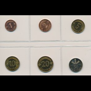 1992, Letland, 1-,2-,5-,10-,20- og 50 santims, 0825,