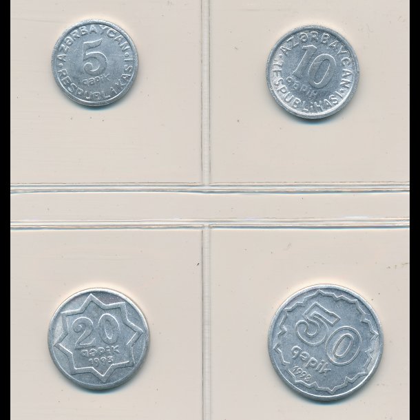 1992, Aserbajdsjan, 5-,10-,20- og 50 manat, 0827
