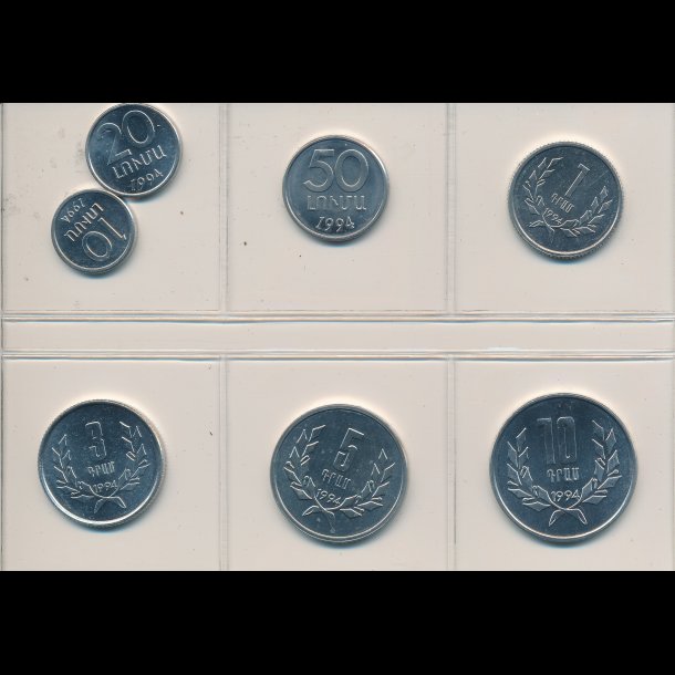 1994, Armenien, 10-,20- og 50 luma, 1-,3-,5- og 10 drama. 0829