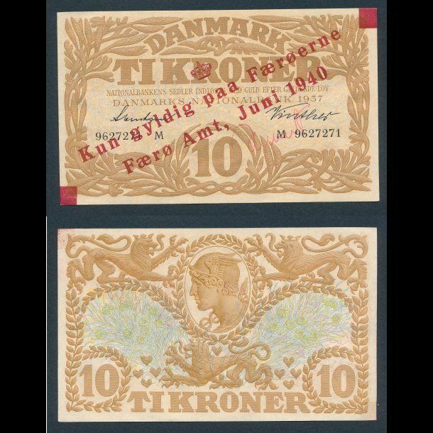 1940, Frerne, 10 kroner, 0, Sieg 8, Pick 2, Hndskrevet underskrift,