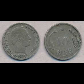 1882, Christian IX, 10 �re, s�lv, 1-