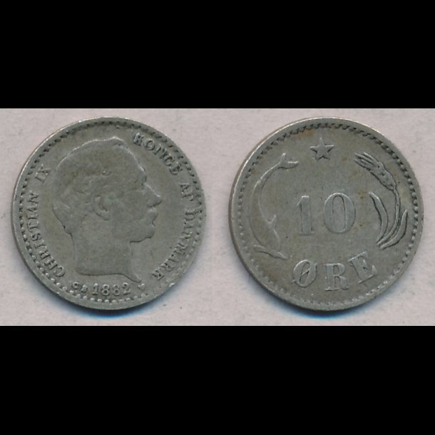 1882, Christian IX, 10 �re, s�lv, 1-