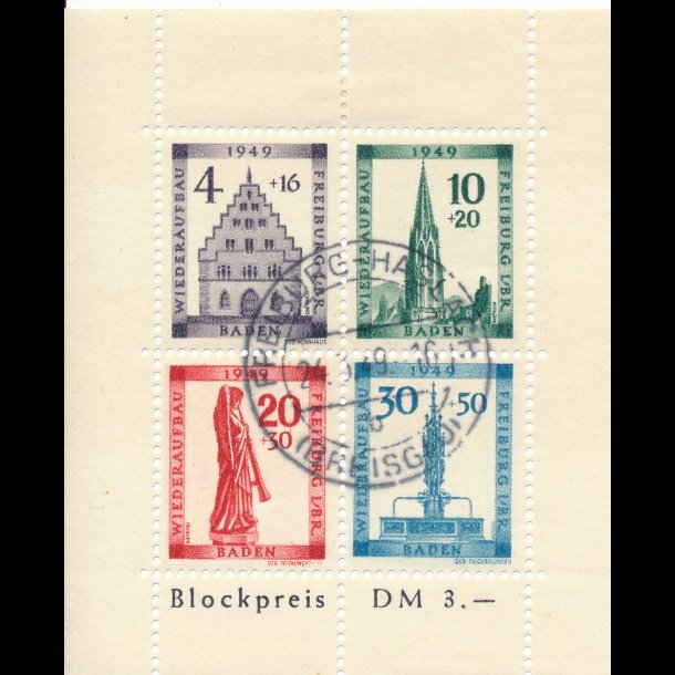 1949, Tyskland, Baden, Den Franske Zone, Freiburg miniark, &#664;, sign: Schlegel BPP,