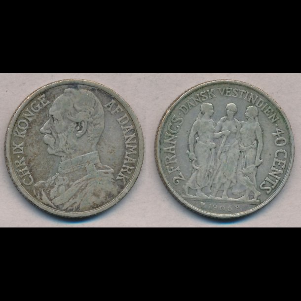 1905, Christian IX, Dansk Vestindien, 40 cents, 1