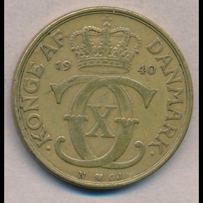 1940, 2 kroner, 1(+), NEDSAT fra 85,-kr,