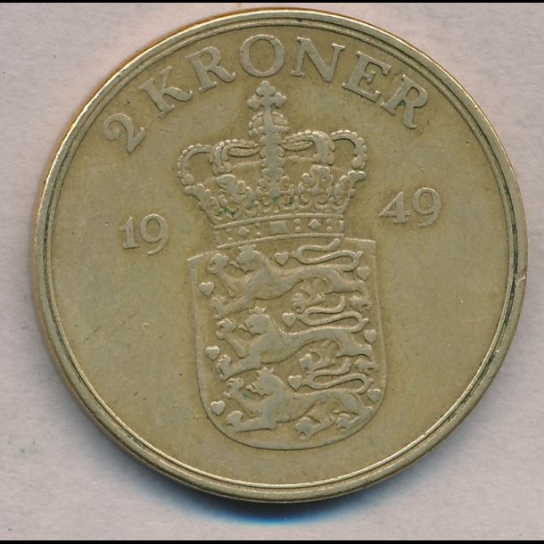 1949, Frederik IX, 2 kroner, 1+,
