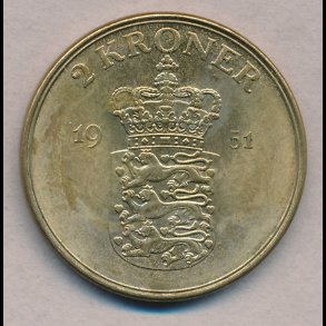 1951, 2 kroner, 1+,