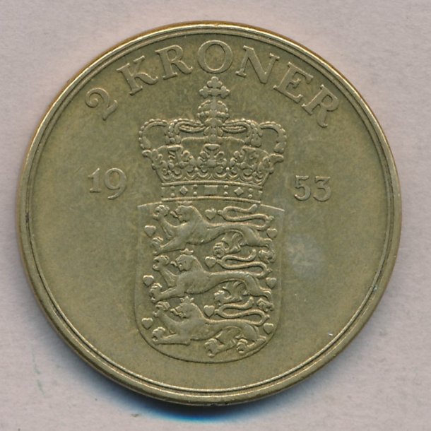 1953, Frederik IX, 2 kroner, 1+