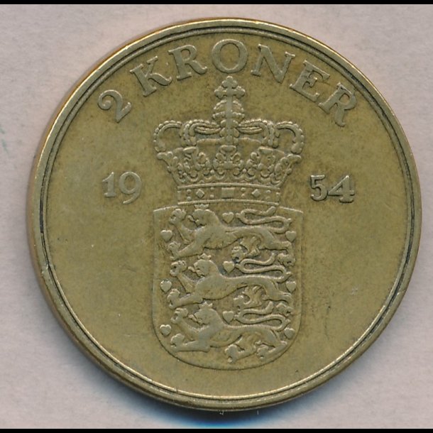1954, Frederik IX, 2 krone, 1+