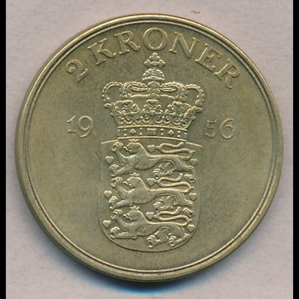 1956, Frederik IX, 2 kroner, 1+,