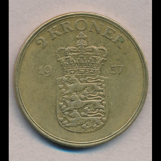 1957, Frederik IX, 2 kroner, 1+,