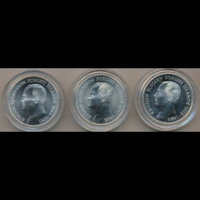1994, Island, 3 x 1.000 kronur, 50 �rs jubil�um for republikkens oprettelse, proof, uden �ske,