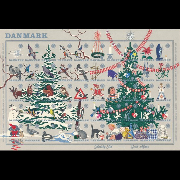 Skalatryk, julemrker, Danmark, helark, 1961 takkede, 1967 og 1973 utakkede, Nedsat fra 75-kr, 3010