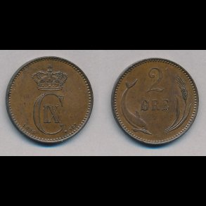 1897, 2 �re, 1+, NEDSAT fra 30,-kr,
