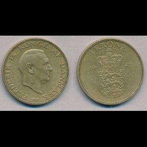 1947, Frederik IX, 1 krone, 1+,
