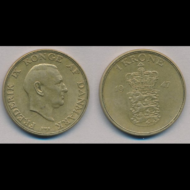 1947, Frederik IX, 1 krone, 1+,