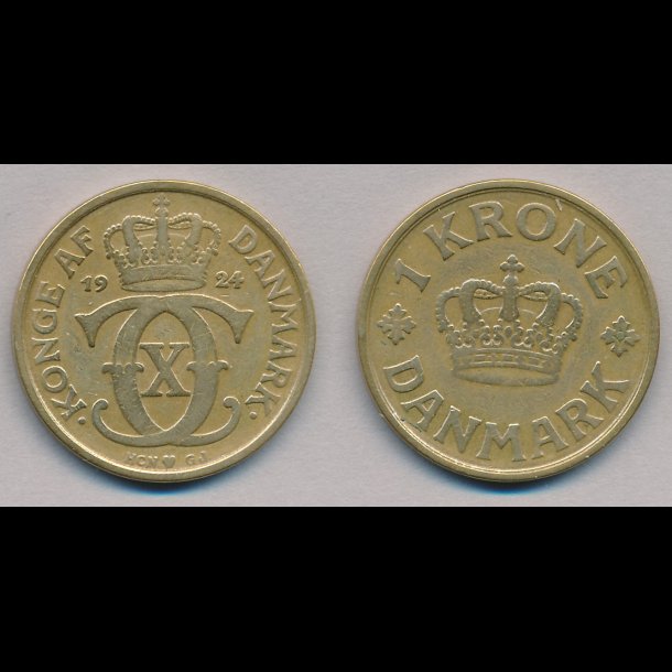 1924, Christian X, 1 krone, 1