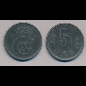 1918, 5 re, jern, 1+, NEDSAT fra 175,-kr,