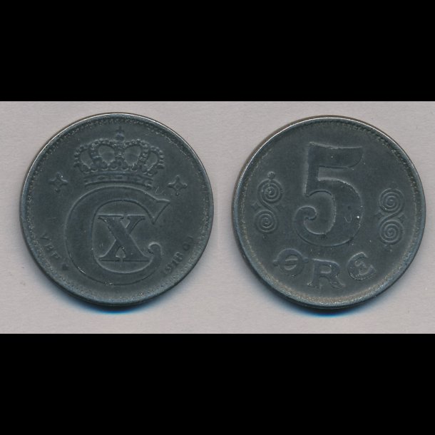 1918, 5 re, jern, 1+, NEDSAT fra 175,-kr,