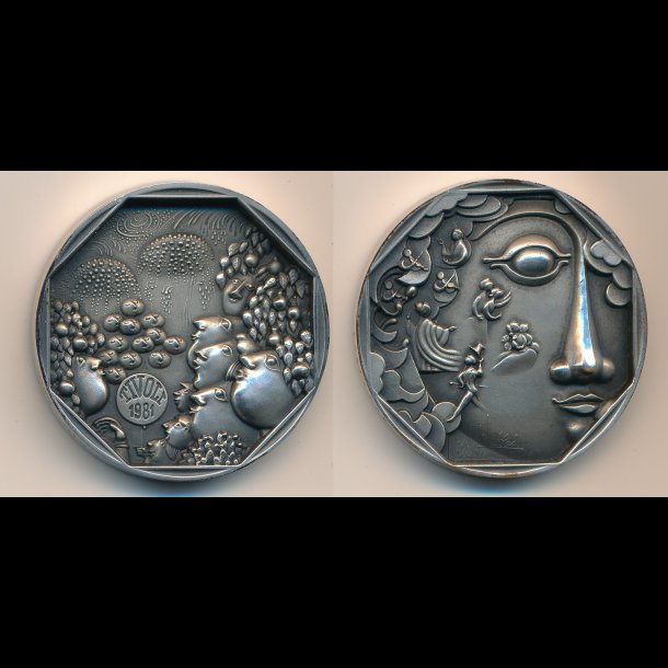 1981, Bjrn Wiinblad Tivoli medalje, 925 slv, 50mm, 73 g