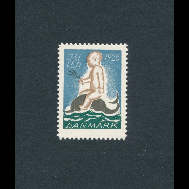1926, Julem�rke, Danmark, Barn p� delfin, enkelt m�rke,