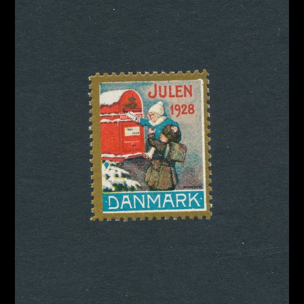 1928, Julem�rke, Danmark, B�rn ved postkasse, enkelt m�rke,