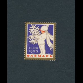 1929, Julemrke, Danmark, Dreng med juletr, enkelt mrke,