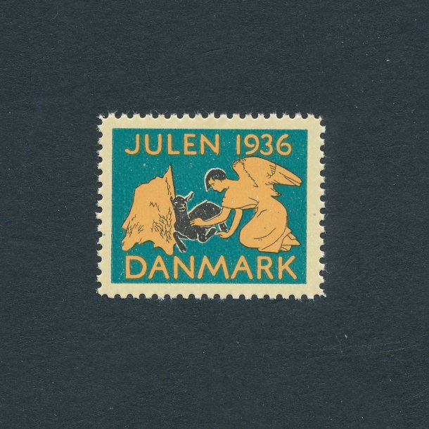 1936, Julemrke, Danmark, Engel og lam, enkelt mrke,