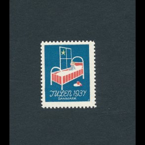 1937, Julemrke, Danmark, Barn i seng, enkelt mrke,