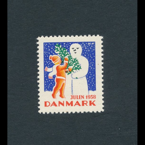 1938, Julemrke, Danmark, Barn og snemand, enkelt mrke,