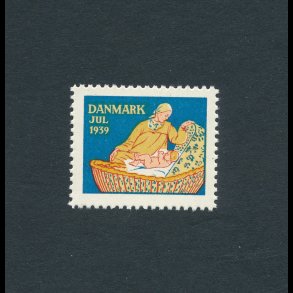 1939, Julemrke, Danmark, Mor med barn i kurv, enkelt mrke,