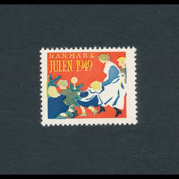 1949, Julemrke, Danmark, Dans omkring juletr, enkelt mrke,