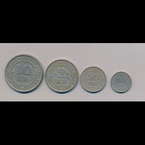 Kryolith Mine & Handelsselskab 1922, 10 re, 50 re, 2 krone, 10 kroner, 1++