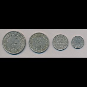 Kryolith Mine & Handelsselskab 1922, 10 re, 50 re, 2 kroner, 10 kroner, 1+
