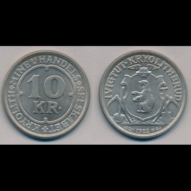 Kryolith Mine &amp; Handelsselskab, 10 kroner, 1922, 0