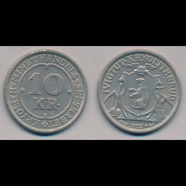 Kryolith Mine &amp; Handelsselskab, 10 kroner, 1922, 01