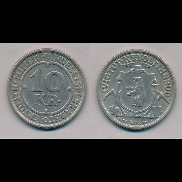 Kryolith Mine &amp; Handelsselskab, 10 kroner, 1922, 01